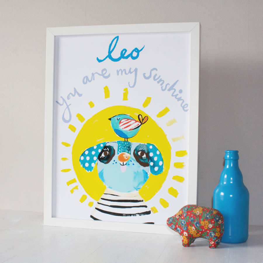 Personalised 'You Are My Sunshine' Dog Print By Eleanor Bowmer
