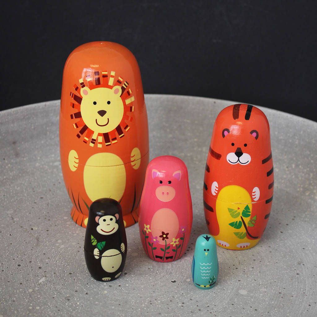 Jungle Animals Nesting Dolls By Posh Totty Designs Interiors