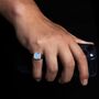 Silver Men's Blue Lace Agate Gemstone Square Signet Ring, thumbnail 3 of 12