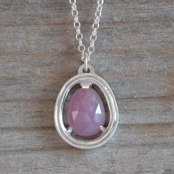 Pink Sapphire Necklace In Sterling Silver, 4 of 6