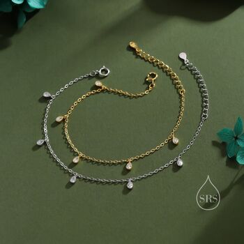 Cz Droplet Bracelet In Sterling Or Gold, 2 of 12