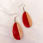 Modern Boho Wood And Resin Teardrop Earrings, thumbnail 3 of 3