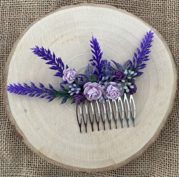 Lavender And Lilac Flower Hair Comb, 4 of 7