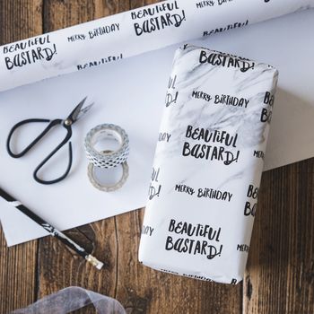 'Beautiful Bastard' Funny Birthday Wrapping Paper, 4 of 4