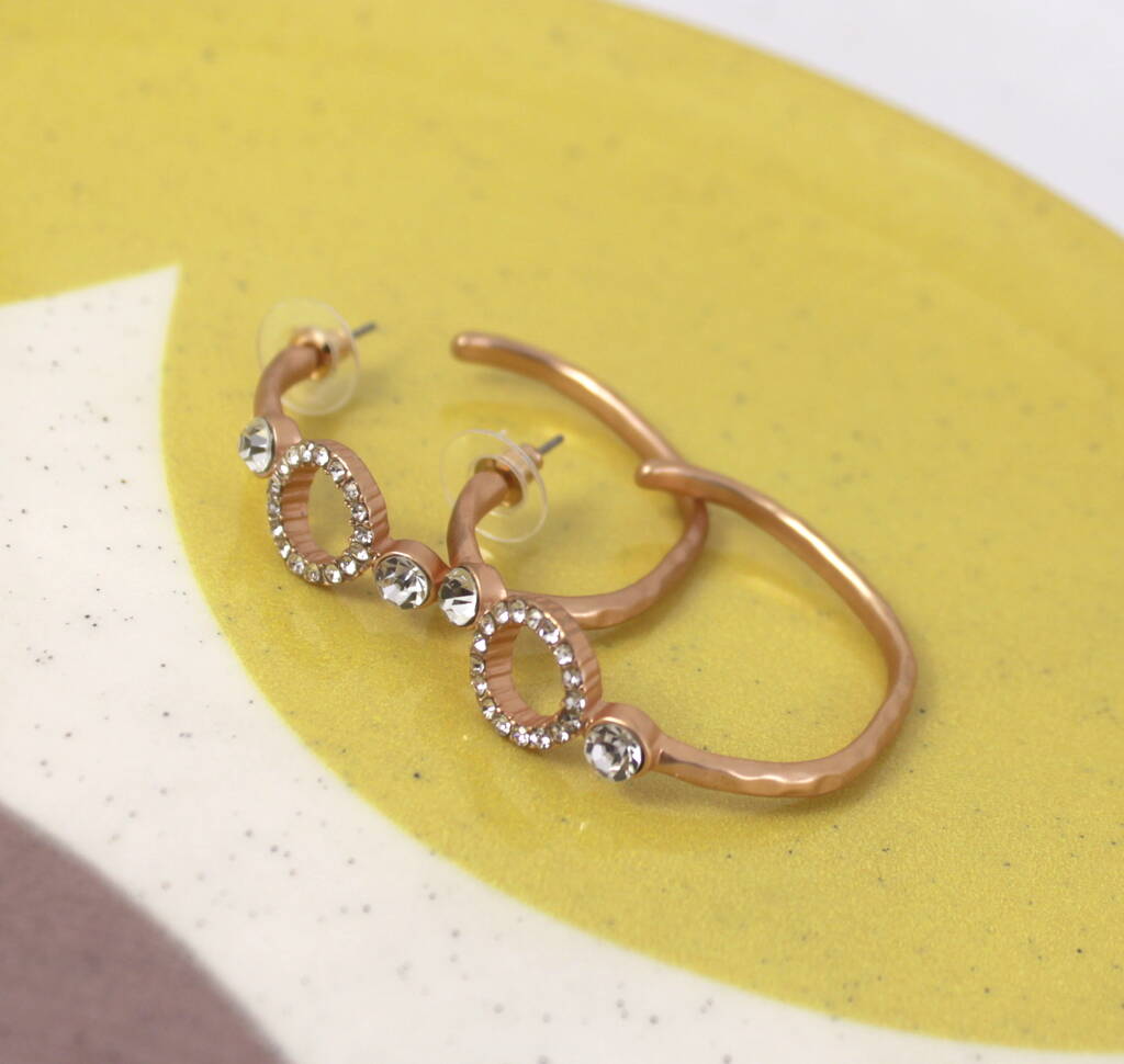 Rose Gold Plated Crystal Circle Hoop Earrings By Lucy Loves Neko ...