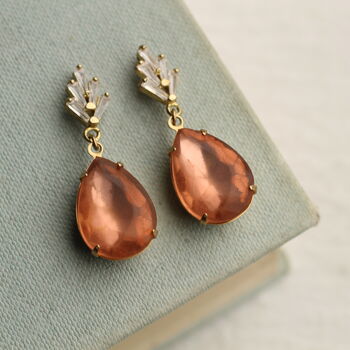 Rose Peach Art Deco Drop Earrings, 4 of 6