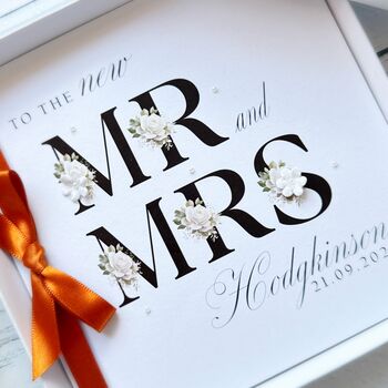 Handmade And Personalised Floral Wedding Card Any Colour Ribbon, 10 of 11