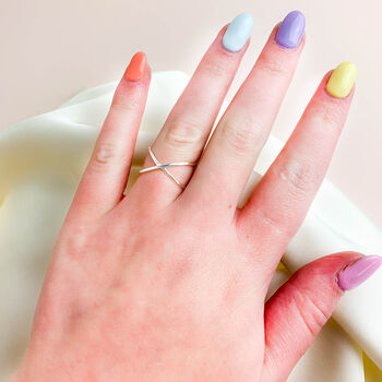 Sterling Silver Crossed Bands Adjustable Ring, 4 of 5