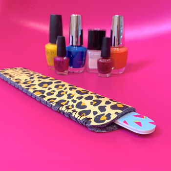 Personalised Leopard Print Nail File Holder, 3 of 4