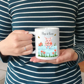 Hogs And Kisses Pig Mug | Personalised Pig Cup, 2 of 5