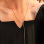 Long Gold Plated Fine Lariat Necklace, thumbnail 5 of 6