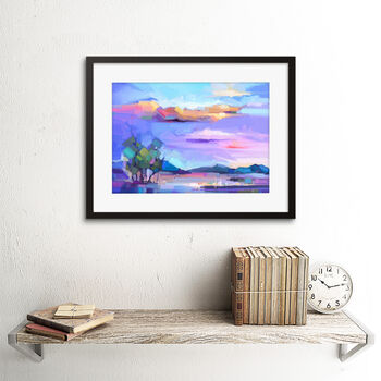 Abstract Sunset On Meadow Watercolour Wall Art Print, 2 of 3