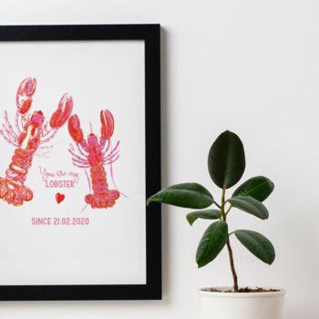 Couples Personalised Lobster Wall Print | You're My Lobster Wall Art, 4 of 6