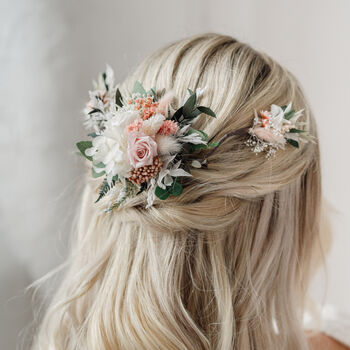 Felicity Pale Pink Wedding Dried Flower Short Hair Vine, 3 of 5