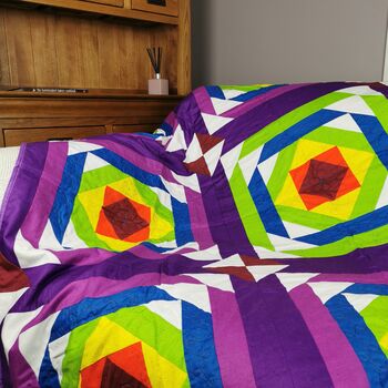 Colourful Quilt Rainbow Snail Trail Double Bed Blanket, 6 of 10