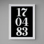 Personalised Special Date Black And White Wall Art, thumbnail 3 of 7