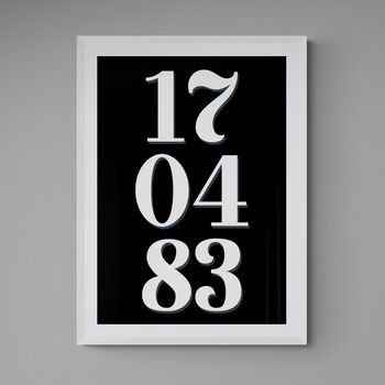 Personalised Special Date Black And White Wall Art, 3 of 7