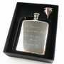 Personalised Cushion Hip Flask With Funnel And Gift Box, thumbnail 2 of 4