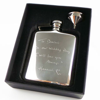Personalised Cushion Hip Flask With Funnel And Gift Box, 2 of 4