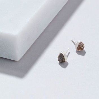 Rough Diamond Rose/Gold Plated Silver Stud Earrings, 3 of 7