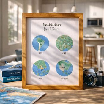 Anniversary Gifts Favourite Visited Countries Wall Art, 7 of 12