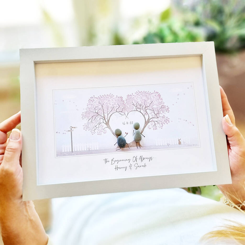 Engagement Proposal Love Tree Pebble Picture Gift, 1 of 3