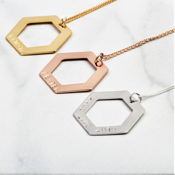 Personalised Hexagon Geometric Necklace Gift For Her, 2 of 7