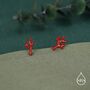 Sterling Silver Asymmetric Red Coral Branch Stud Earrings, thumbnail 7 of 12