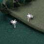 Palm Tree 18 G Screw Back Earrings With Ball Backs In Sterling Silver, thumbnail 4 of 11