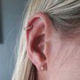 Clear Baguette Single Cartilage Hoop Earring, 7mm, thumbnail 4 of 6