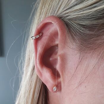 Clear Baguette Single Cartilage Hoop Earring, 7mm, 4 of 6