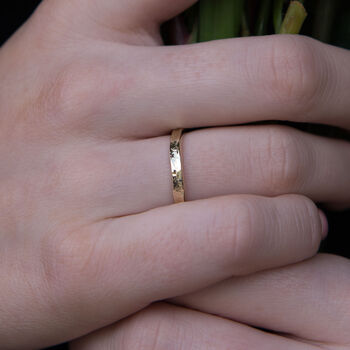 Solid Gold Textured Wedding Band, 2 of 4