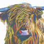 Highland Cow Colourful Pop Art Cushion, thumbnail 6 of 7