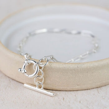 Sterling Silver T Bar Chain Bracelet, 2 of 3