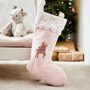 Personalised Christmas Reindeer Pink Stocking, thumbnail 1 of 4