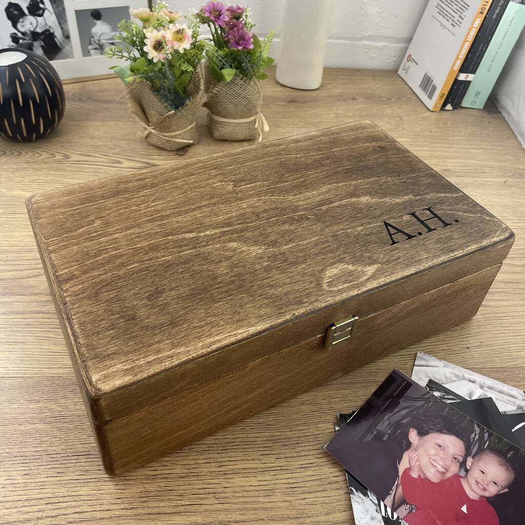 Carved Initials Personalised Memory Box, 1 of 9