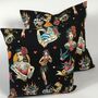 Tattooed Lady Cushion Cover In Black, thumbnail 3 of 4
