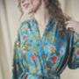 Green Silk Blend Kimono Robe, thumbnail 1 of 4