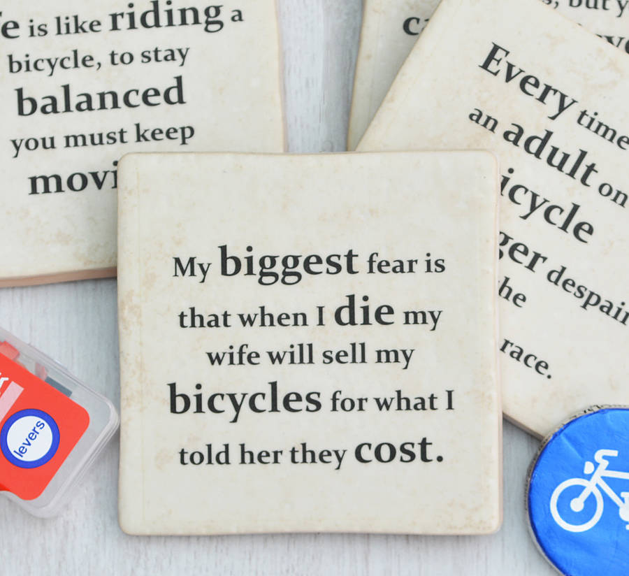 Set Of Four Ceramic Famous Cycling Quotes Coasters By Me And My Sport Notonthehighstreet Com