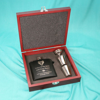 Personalised Father Of The Bride Hip Flask Silver Cups, 3 of 8