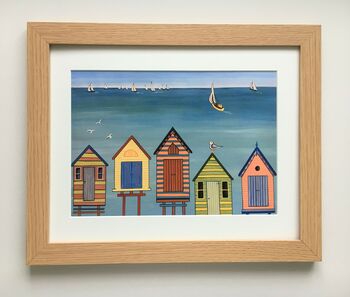 'Beach Huts' Framed Limited Edition Seaside Print, 4 of 5