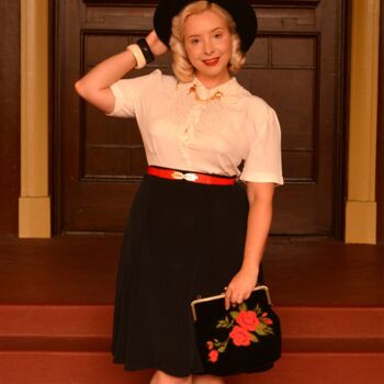 Balboa Swing Skirt In Lipstick Red 1940s Vintage Style, 3 of 3