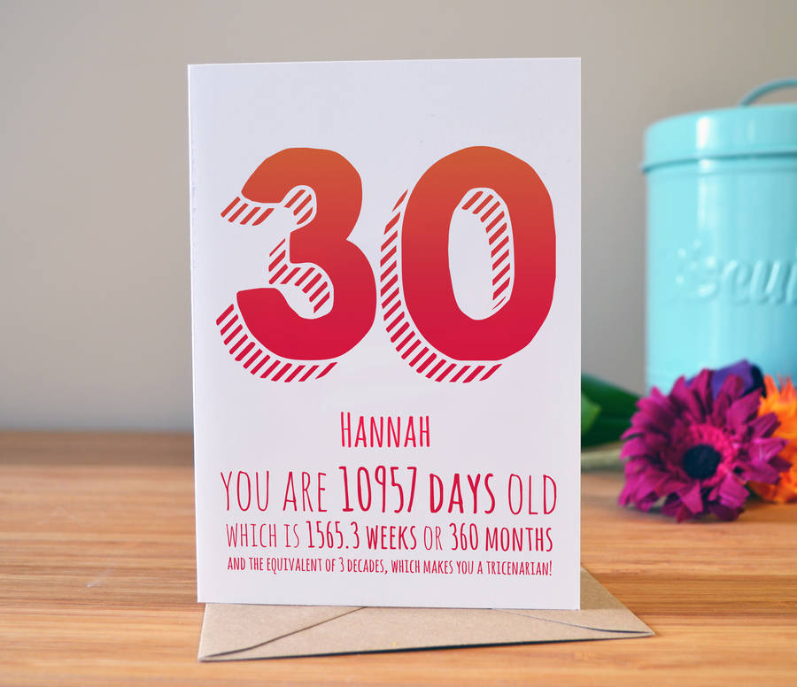 30th Birthday Milestone Card By Ivorymint Stationery ...