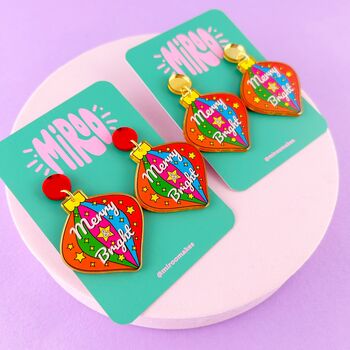 'Merry And Bright' Colourful Christmas Earrings, 7 of 11