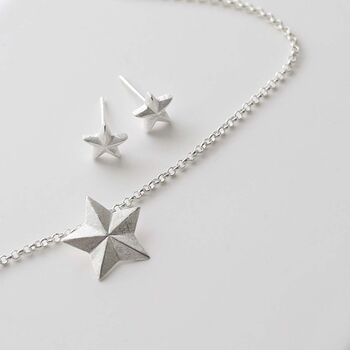 Sterling Silver Solid Star Stud Earrings, 6 of 9