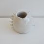 Handmade Small Round White Spiky Ceramic Cactus Vase, thumbnail 3 of 6