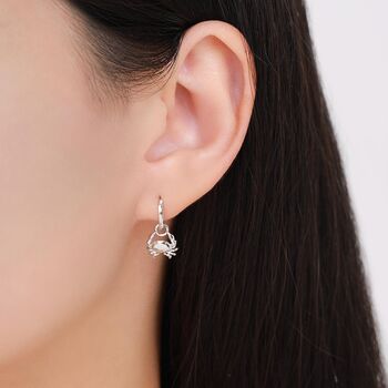 Sterling Silver Crab And Starfish Huggie Hoops, 8 of 12