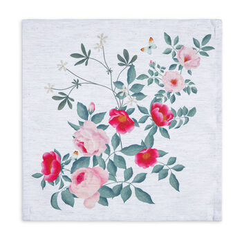 Luxury Linen Like Floral Napkins Rose Garden Natural, 5 of 7