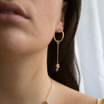 She Blooms Hoops Gold Vermeil And Peridots, 2 of 8
