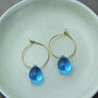 Clear Smooth Glass Drop Hoop Earrings, thumbnail 2 of 8